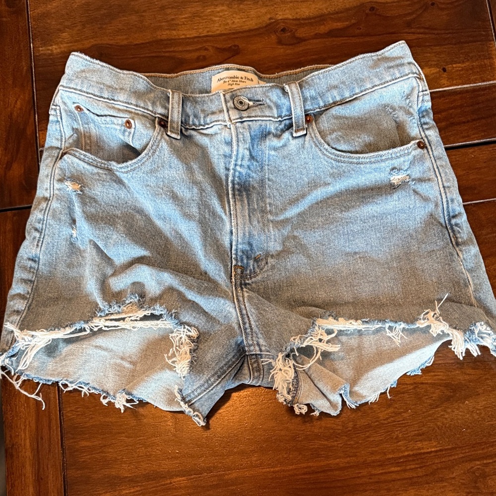 Abercrombie & Fitch Light Blue Distressed Denim Cutoff Shorts
